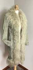 Y2k Warehouse Real Suede Mongolian Fur Sheepskin Embroidered Long Afghan Coat