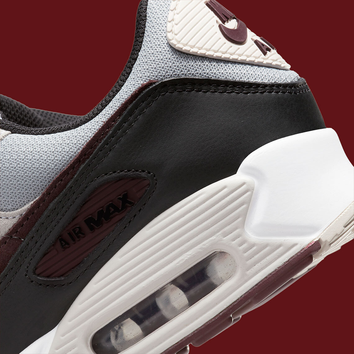 grey and burgundy air max