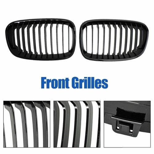 FOR BMW 1 SERIES F20 F21 2015-19 GLOSS BLACK FRONT KIDNEY TWIN GRILL GRILLE UK - Picture 11 of 13
