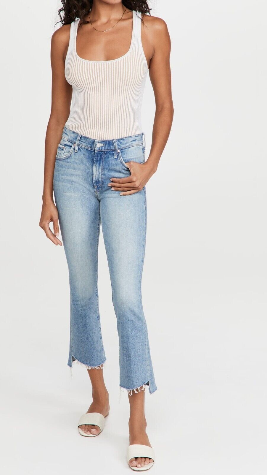 NWOT MOTHER SUPERIOR The Insider Crop Step Fray I Confess Jeans Women's  Size 24