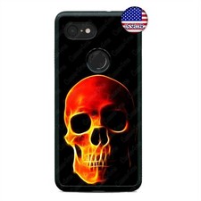 Google Pixel 3 3XL 2XL Fire Skull Flames Skeleton Grim Death Phone Case Cover