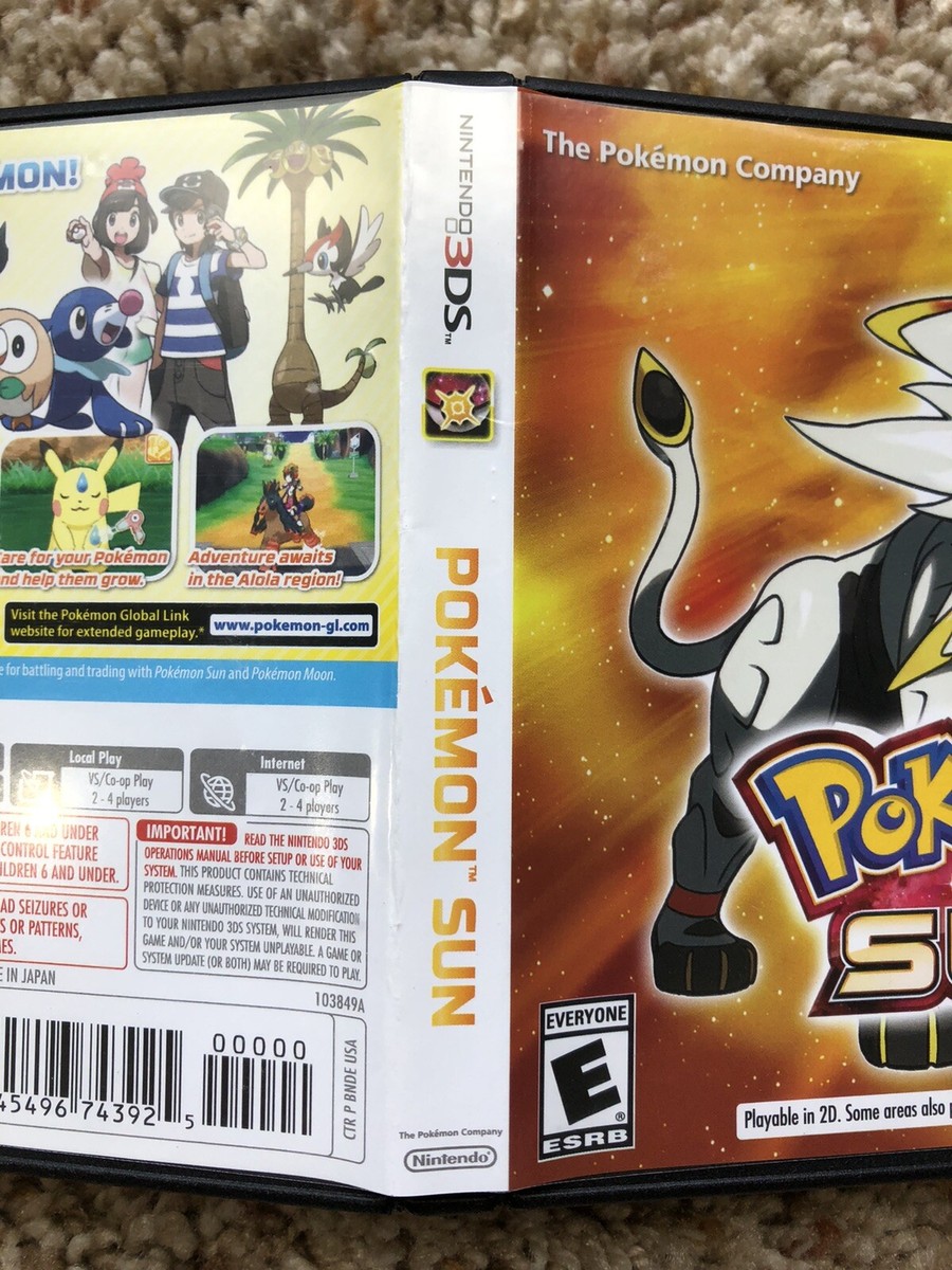 POKEMON SUN ORIGINAL ART COVER ONLY - NINTENDO 3DS , NO GAME
