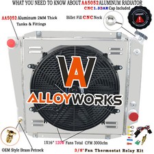 3 Row Radiator Shroud Fan For 66-1977 Ford Bronco Wagon Roadster 5.0l V8