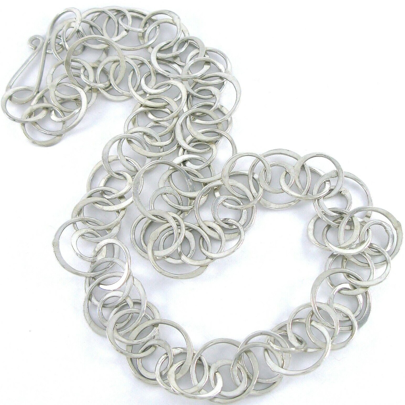 Solid Sterling Silver 925 Circle Link 19" Necklac… - image 8