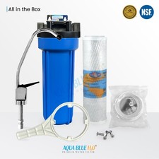 10"x2.5" Big Blue Housing with Omnipure OMB934 5 Mic, Faucet, Connection Kit Set