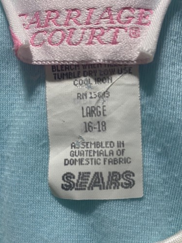 Vintage Carriage Court Sears Nightgown Blue Flannel Lace Trim Sleepwear sz Large - Picture 11 of 12