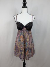 NEW JCP Ambrielle Fairy Paisley Babydoll Nightgown Chemise Lingerie Thong A072