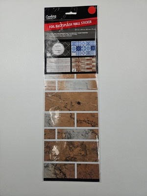 Cooking Concepts FOIL BACKSPLASH WALL STICKER Tile Brick (17.7in X 29.5in) 