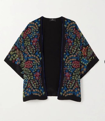 $1380 ETRO Kesa Silk Wrap Women's Cardigan Floral 100% Silk One Size Italy