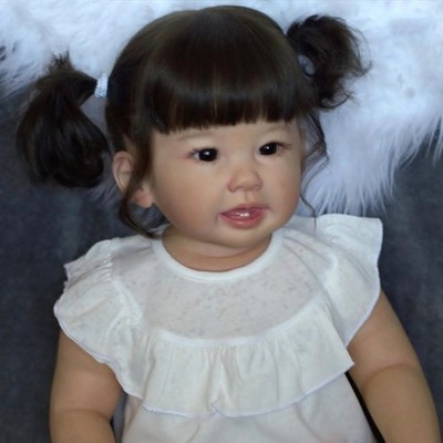 Painted 28in Reborn Baby Doll Lovely Toddler Girl w/Rooted Hair Cloth Body Gifts