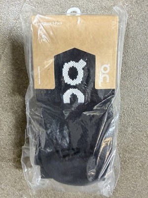 On Cloud 3-pk Crew Socks Run On Clouds Sz L Black Performance Unisex