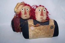 Primitive Country Hand Stitched Similar Raggedy Ann and Andy Self Standing Decor