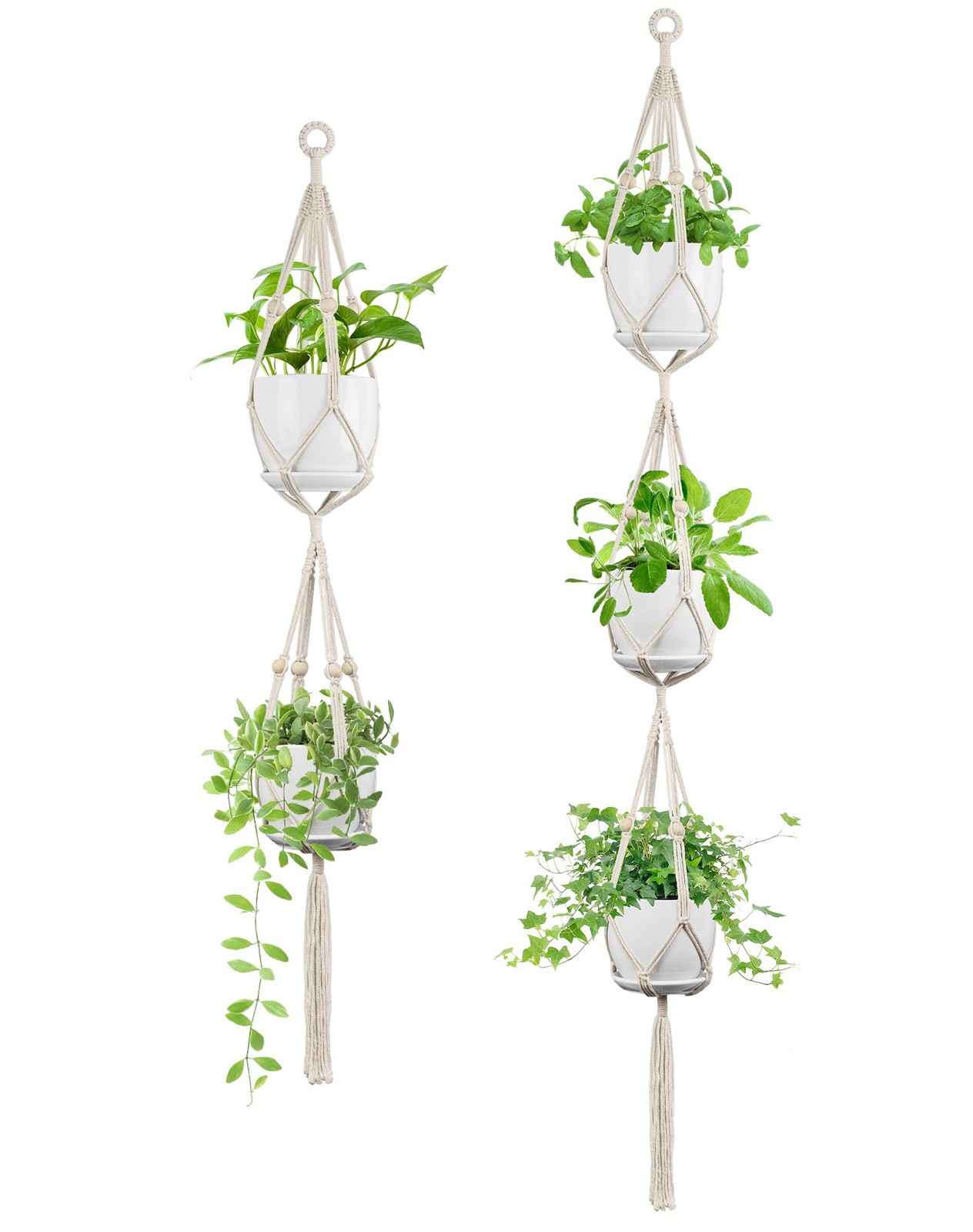 Macrame Plant Hanger - Fits 4 to 8 inches Pots for Indoor Outdoor 49"/72"2 Sizes