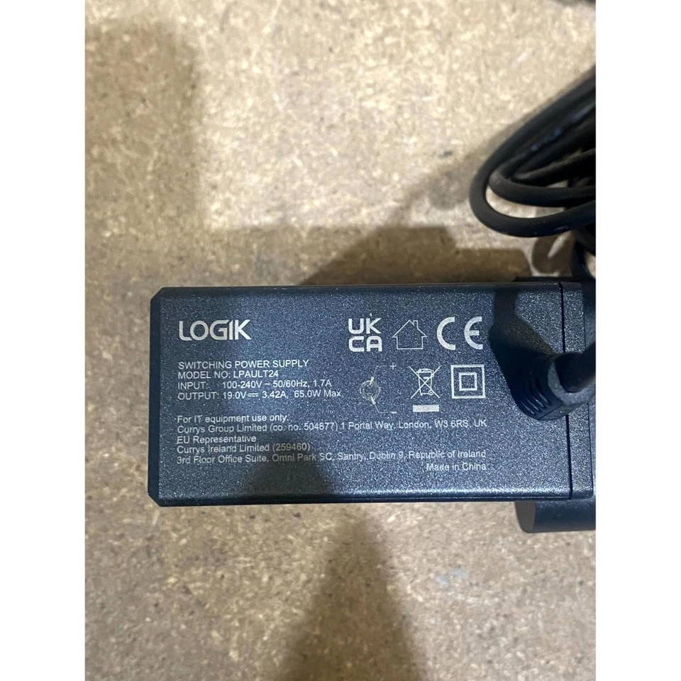 Logik LPAULT24 Switching Power Supply Black 19-V 3.42-A 65-W UK Plug for Laptops - Image 4 of 4
