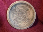 VINTAGE OLD HANDMADE DECORATED WOODEN PLATE BOWL