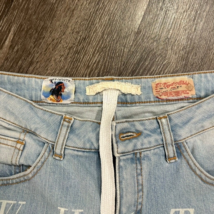 EUC Off-White Diagonal Stripe Patchwork Slim Jean… - image 7