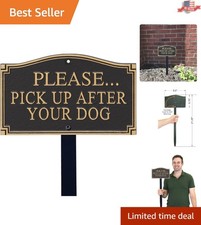 Architectural Designed Dog Waste Sign - 5.75" x 9.5" Durable Aluminum Plaque