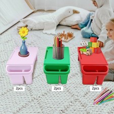 6 Pcs PP Kids Lap Desk Tray Plastic Breakfast Laptop Trays With Side Slots Kit