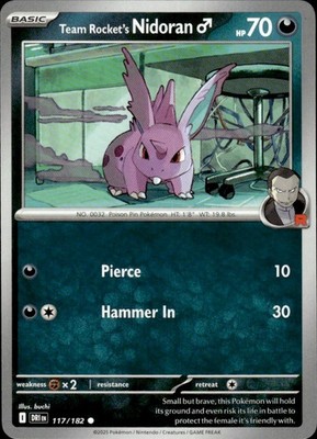 Pokemon Team Rocket's Nidoran Male 117/182 Destined Rivals NM