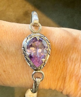 925 Sterling Silber Armband - 1  Träne lila Quarz - passt bis zu 9 