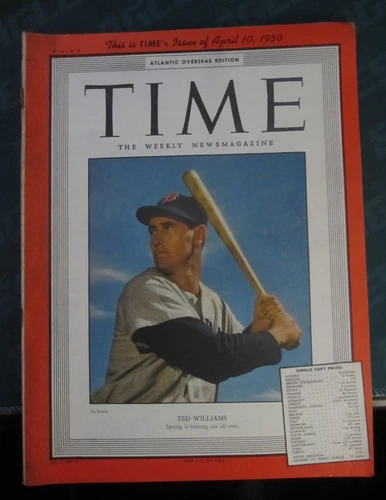 Time Magazine April 1950 Ted Williams Boston Red Sox No Label Newsstand