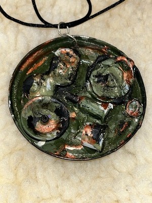Artistic Pendant with A Green and Black Design Metal Art