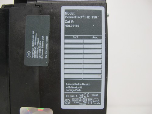 Interruptor PowerPact Square D HDL36150 HL 150 Amp 150A 600 V IAD HDL 36150 - Imagen 6 de 14
