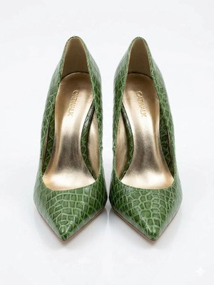 CATWALK High Heels Pumps Grün Kroko Optik Lack Damen Sommer Schuhe Gr 40