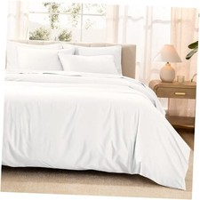 100 Organic Cotton Sateen Duvet Cover Set - King 01 - White No Comforter 