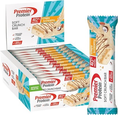 PREMIER PROTEIN 12x40g Energieriegel Soft Crunch Bar 40% Coco Almond