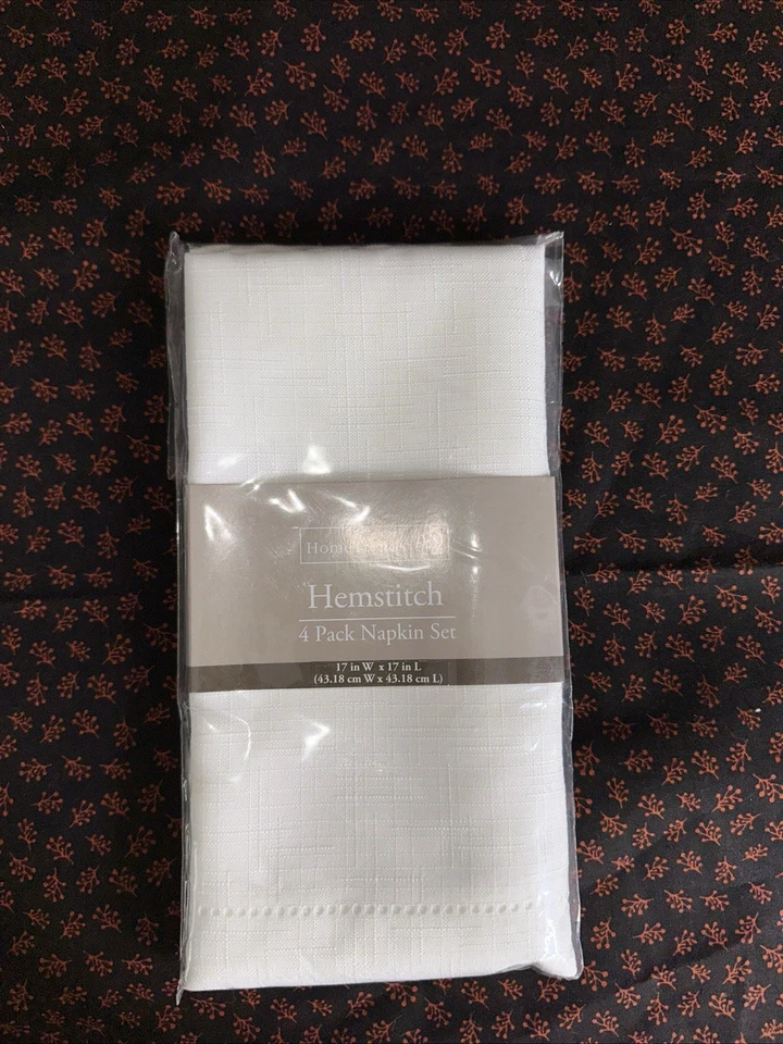White Classic Hemstitch Napkin Set 2 - 4 Packs 17x17" Retired Pattern 8 Total - Image 4 of 4