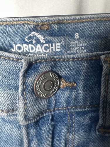 Girls Size 8 Jordache Baggy Straight High Rise Blue Jeans , Distressed #28 - Picture 5 of 5