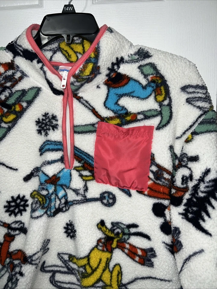 Pullover polar Disney Mickey Mouse invierno blanco para mujer Junior S Pluto Goofy Foto 2 de 4