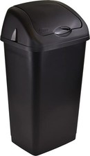 Easy Shopping® 60L 60LITRE Premium Plastic Black Swing Bin Dustbin with curved m