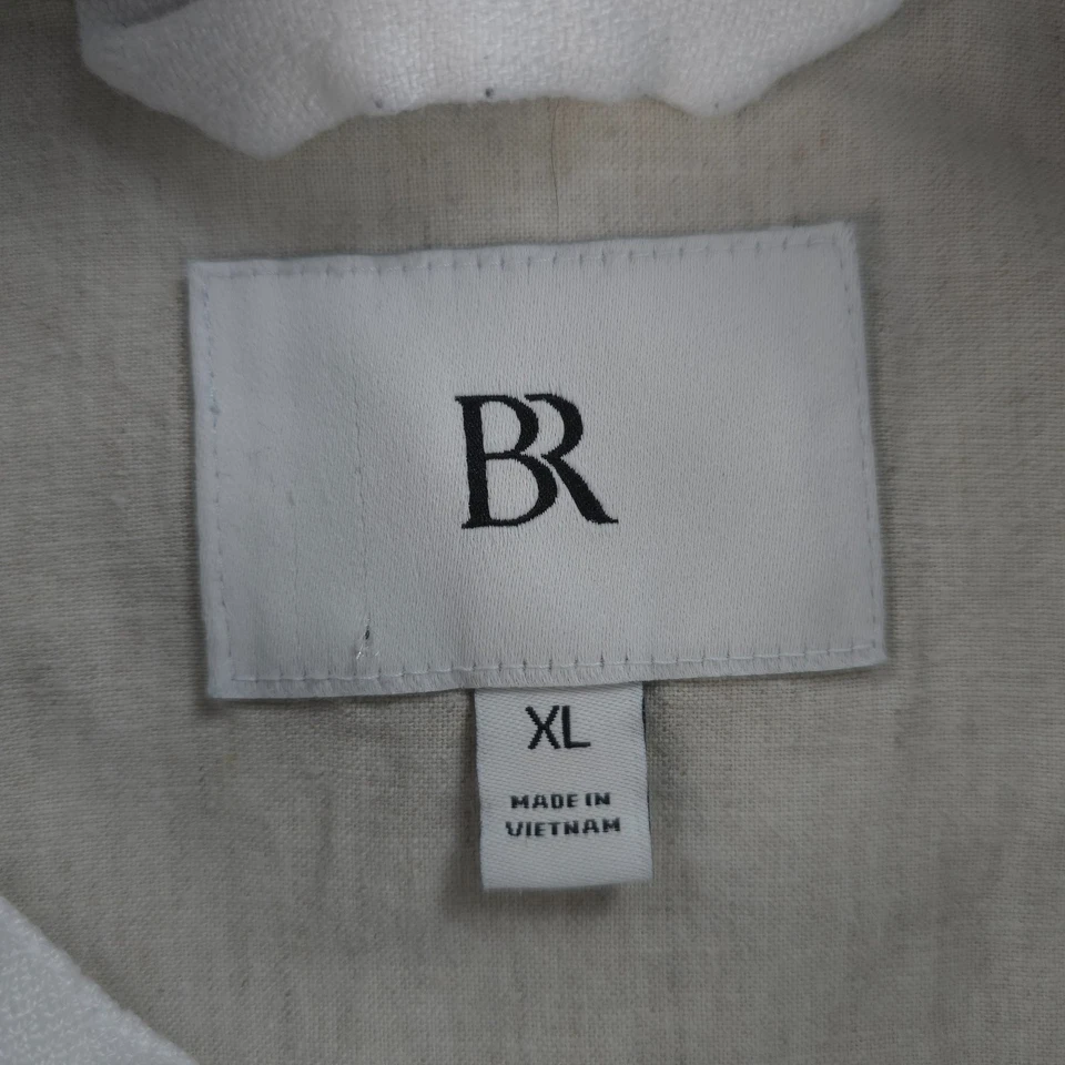 Camisa Banana Republic Mujer Extra Grande Blanco Lino Gran Tamaño Cazadora Preppy Foto 4 de 4