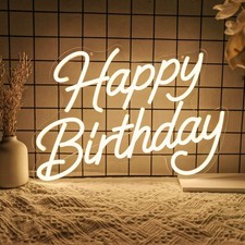 Happy Birthday Neon Sign for Wall Decor, LED Happy Birthday Light Up Sign  D...