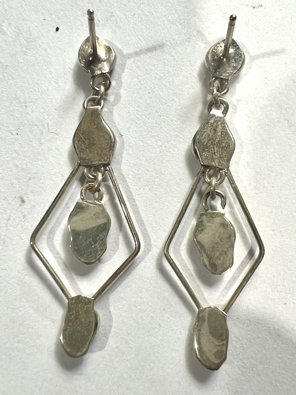 Turquoise Sterling Silver Triangle Dangle Post Ea… - image 3