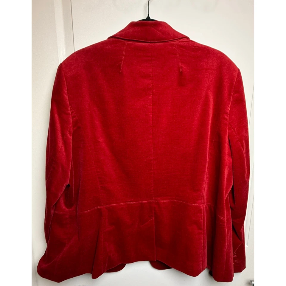 Blazer Vintage Talbots Terciopelo Rojo 18W - Ropa de Fiesta de Vacaciones, Audaz Retro Glamour Foto 2 de 4