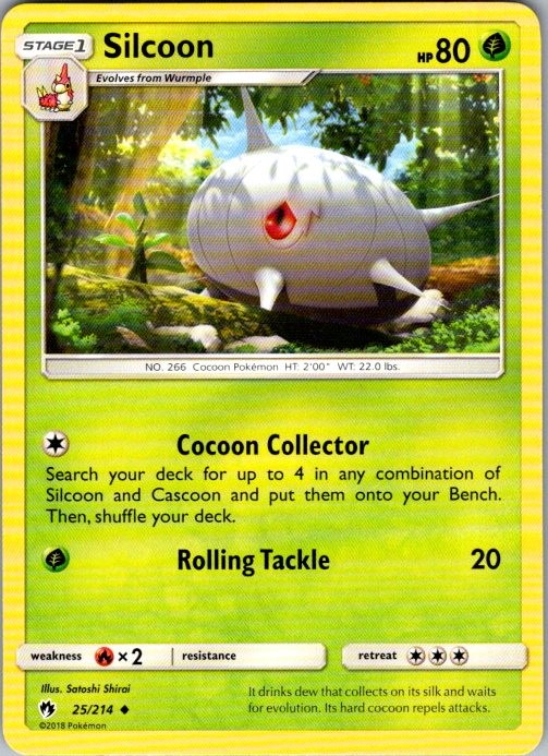 Silcoon 25/214 Uncommon Lost Thunder Pokemon Lightly Played