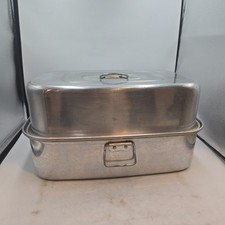 Vintage MIRRO Aluminum Large Roasting Pan Rack Trivet Vent 5365 M made in USA