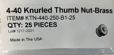 Brass Knurled Thumb Nut 4-40 Thread 25 Pieces