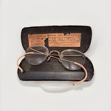 VTG 1943 RIMLESS EYEGLASSES 1/10 12K GOLD FILLED FRAME w/CASE
