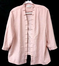 Alfred dunner 20W pink pleated tri padded long sleeve open jacket