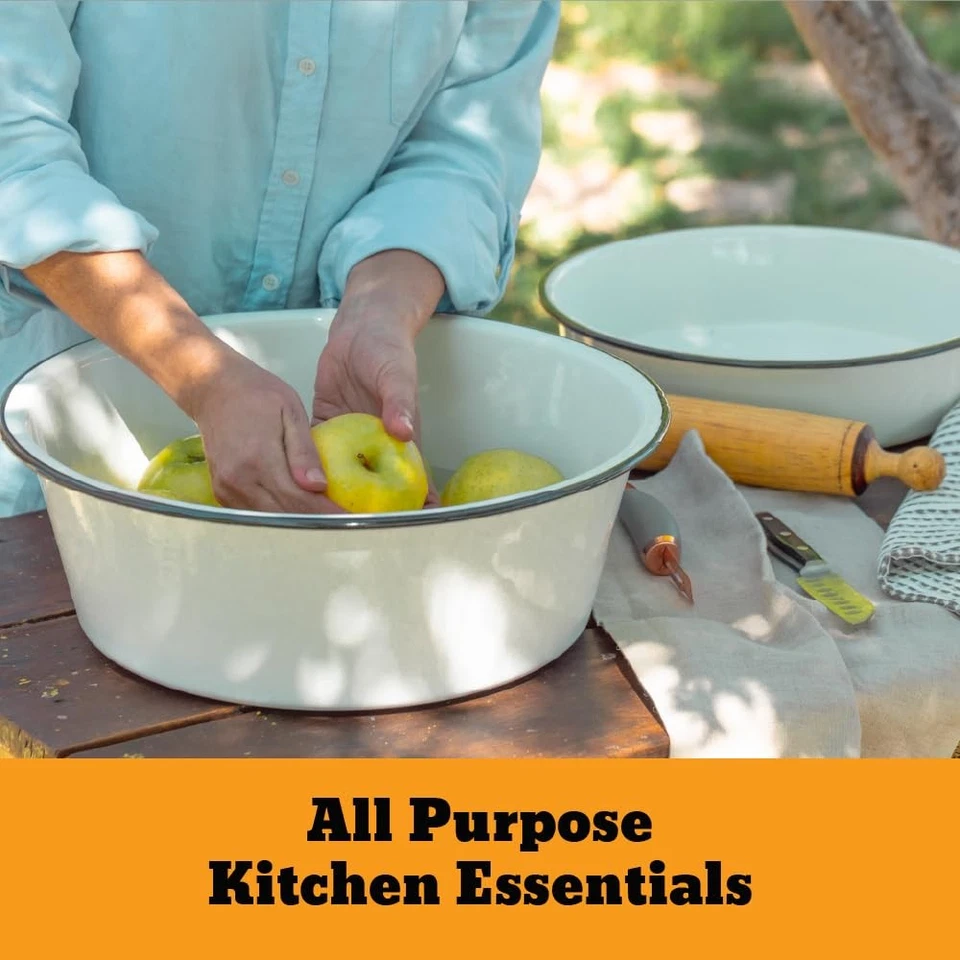 Stackable, Multi Use Bowls - Enameled Steel Dish Pan Set with Pie Pan - Versa... - Image 2 of 4