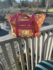 Coach Poppy OP Art Signature VTG 2000’s Orange Tote Bag Shoulder Purse