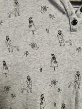 Woman’s Charter Club Gray Large Sleep Shirt Long sleeve Dogs Flowers Lounge 