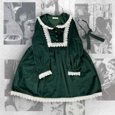 dark green vintage gothic Lolita dress, forestcore lace ribbon Lolita dress