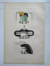 1904 Lithograph Zuni Indian Mask Warrior Colorful American Ethnology Print 11x7