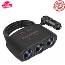 5 in1 Car Cigarette Lighter Splitter Adapter Car Charger 23.6In Cable 24V/ 12V