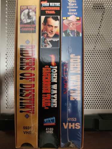 John Wayne VHS Triple Feature Hell Town, Riders of Destiny & Sagebrush Trail - Picture 2 of 3